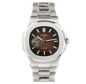 Seiko Mod Nautilus Open Heart - Rose Gold Chocolate