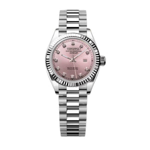 Seiko 精工改裝 女士日誌型 寶石 粉紅色面