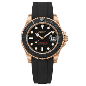 Seiko 精工改裝 遊艇名仕型 玫瑰金/黑色