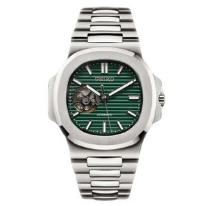 Seiko Mod Nautilus Open Heart - Emerald Green