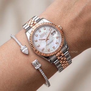 Seiko Mod Ladies Datejust - Mother of Pearl and Gem (Two-Tone Rose Gold)