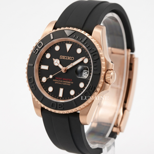 Seiko 精工改裝 遊艇名仕型 玫瑰金/黑色
