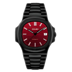 Seiko Mod Nautilus - Black/Red Velvet