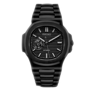 Seiko Mod Nautilus Open Heart - Black Phantom