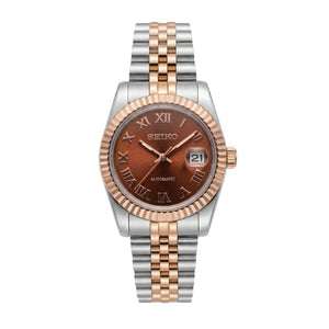 Seiko Mod Ladies Datejust - Roman Chocolate (Two-Tone Rose Gold)