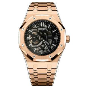 Seiko 精工改裝 皇家橡樹鏤空 玫瑰金 