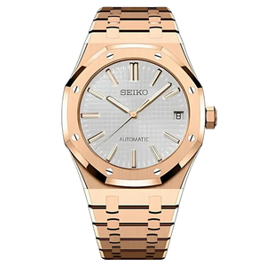 Seiko 精工改裝 皇家橡樹 玫瑰金 白色面