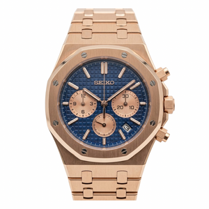 Seiko Mod Royal Oak Chronograph - Rose Gold/Blue