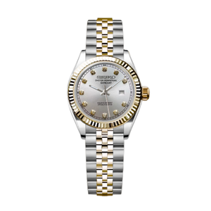 Seiko Mod Ladies Datejust - White Gem (Two-Tone Gold)