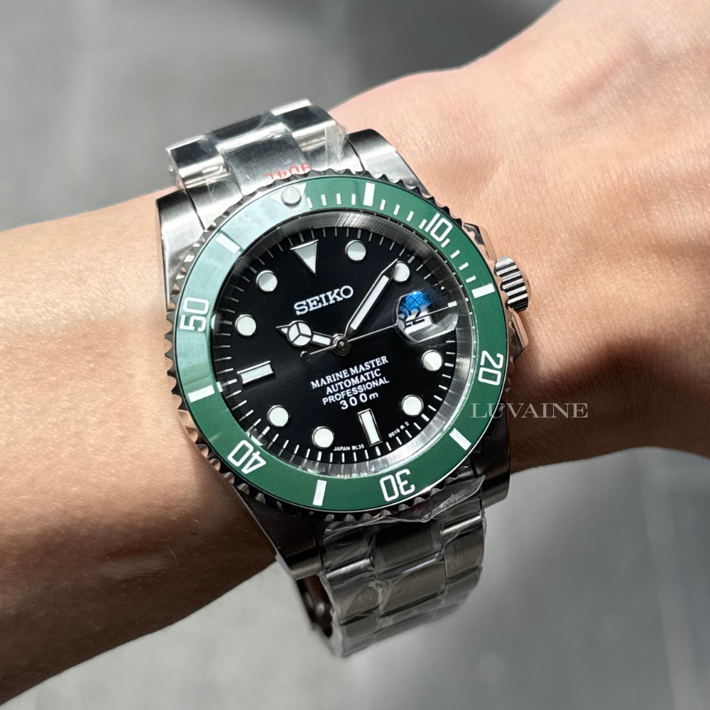 Seiko Mod Submariner - Starbucks – Luvaine Watch Seiko Mod Submariner - Starbucks – Luvaine Watch
