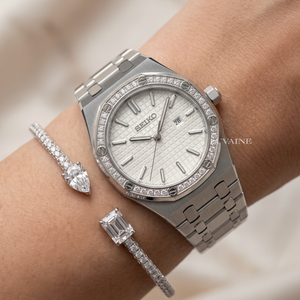 Seiko Mod Ladies Royal Oak - White/Ice Bezel
