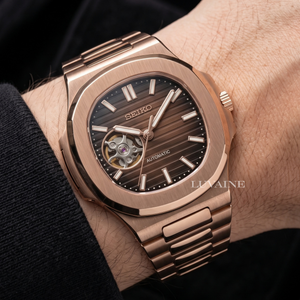 Seiko Mod Nautilus Open Heart - Rose Gold/Chocolate