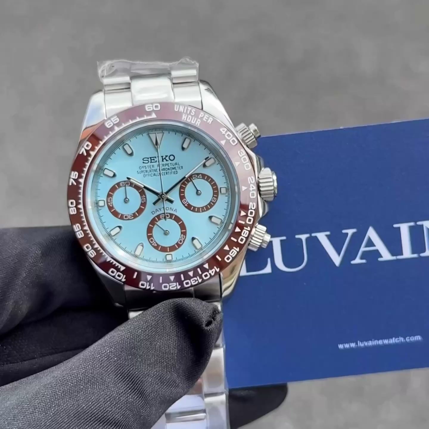 Seiko Mod Daytona - Ice Blue/Brown – Luvaine Watch