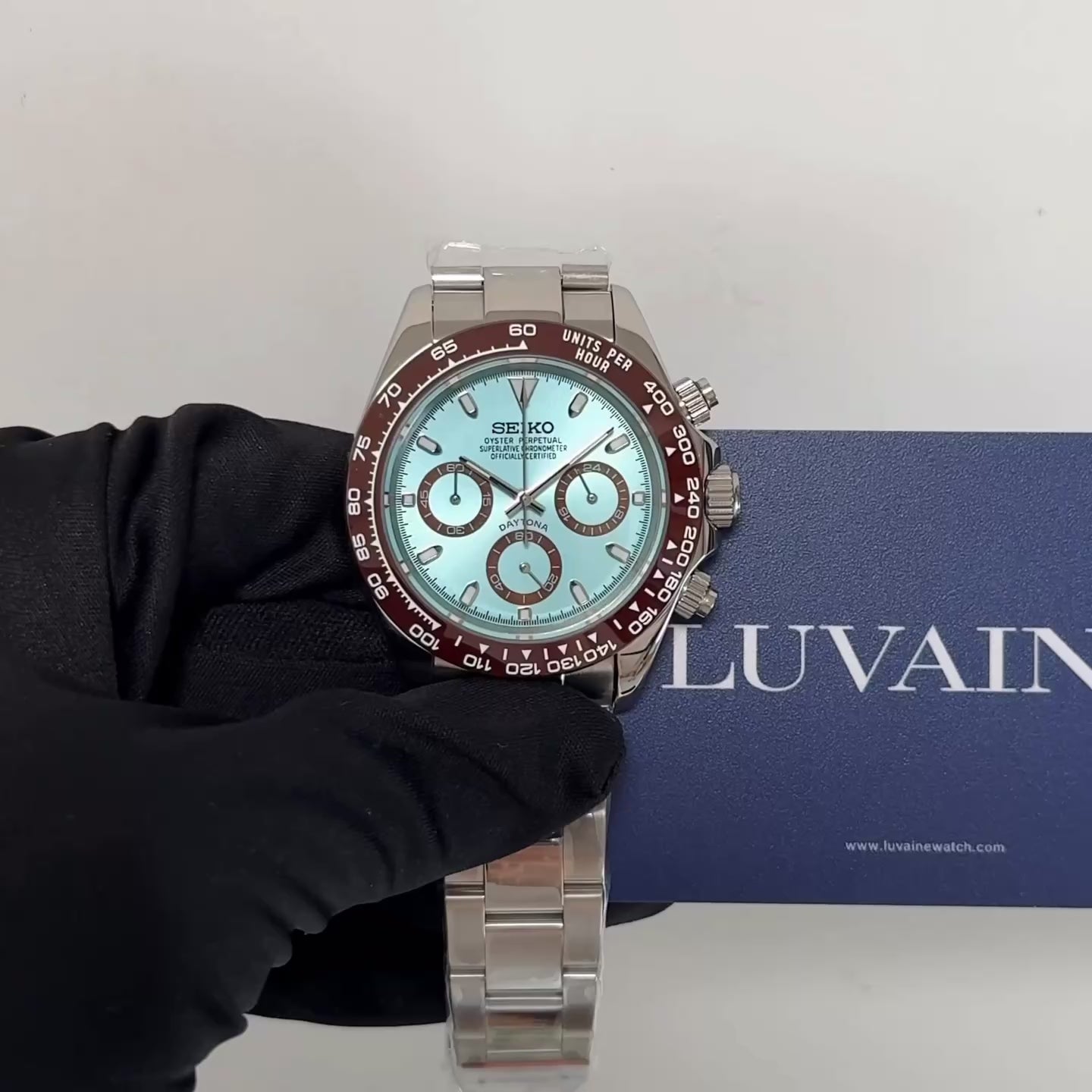 Seiko Mod Daytona - Ice Blue/Brown – Luvaine Watch