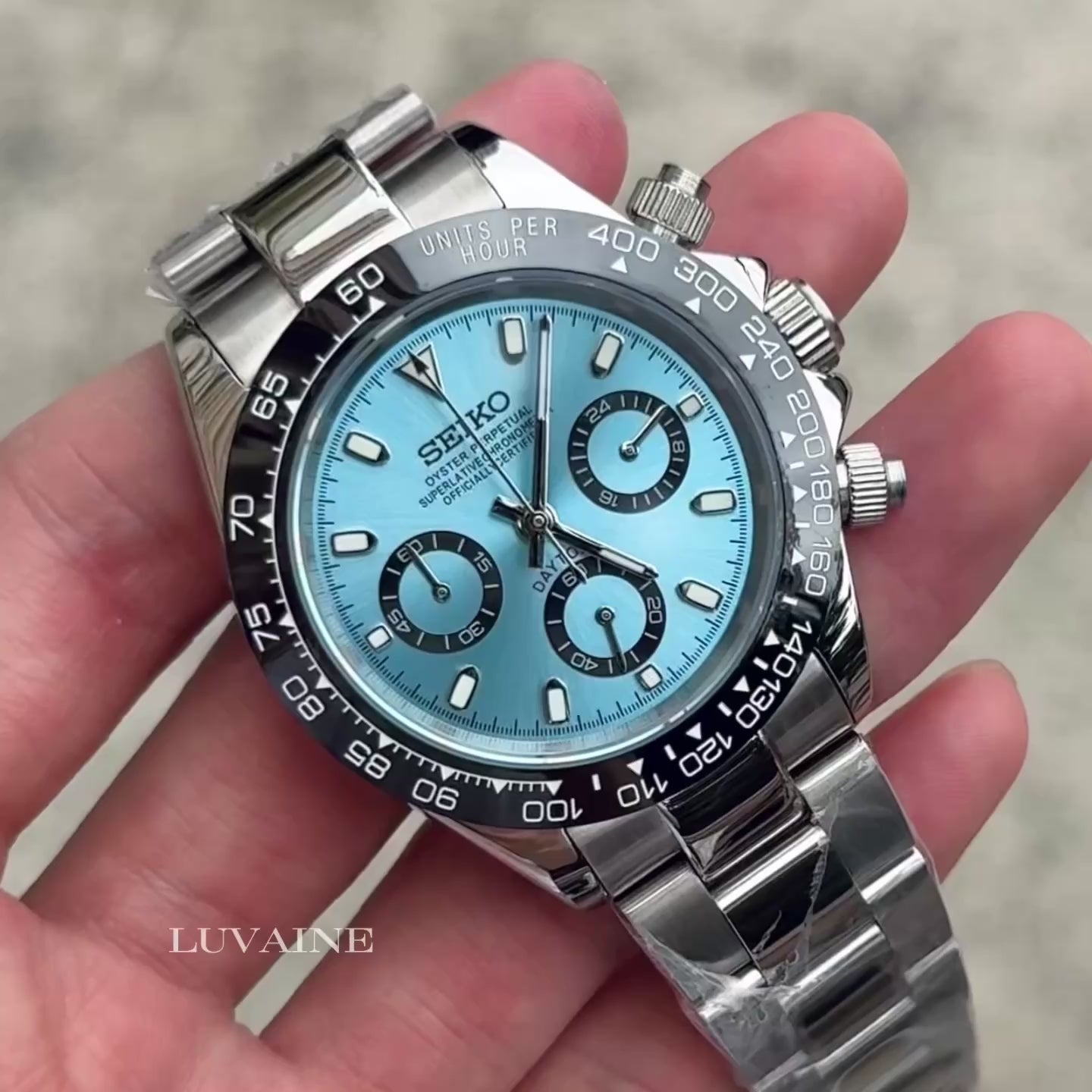 Seiko Mod Daytona - Ice Blue/Brown – Luvaine Watch