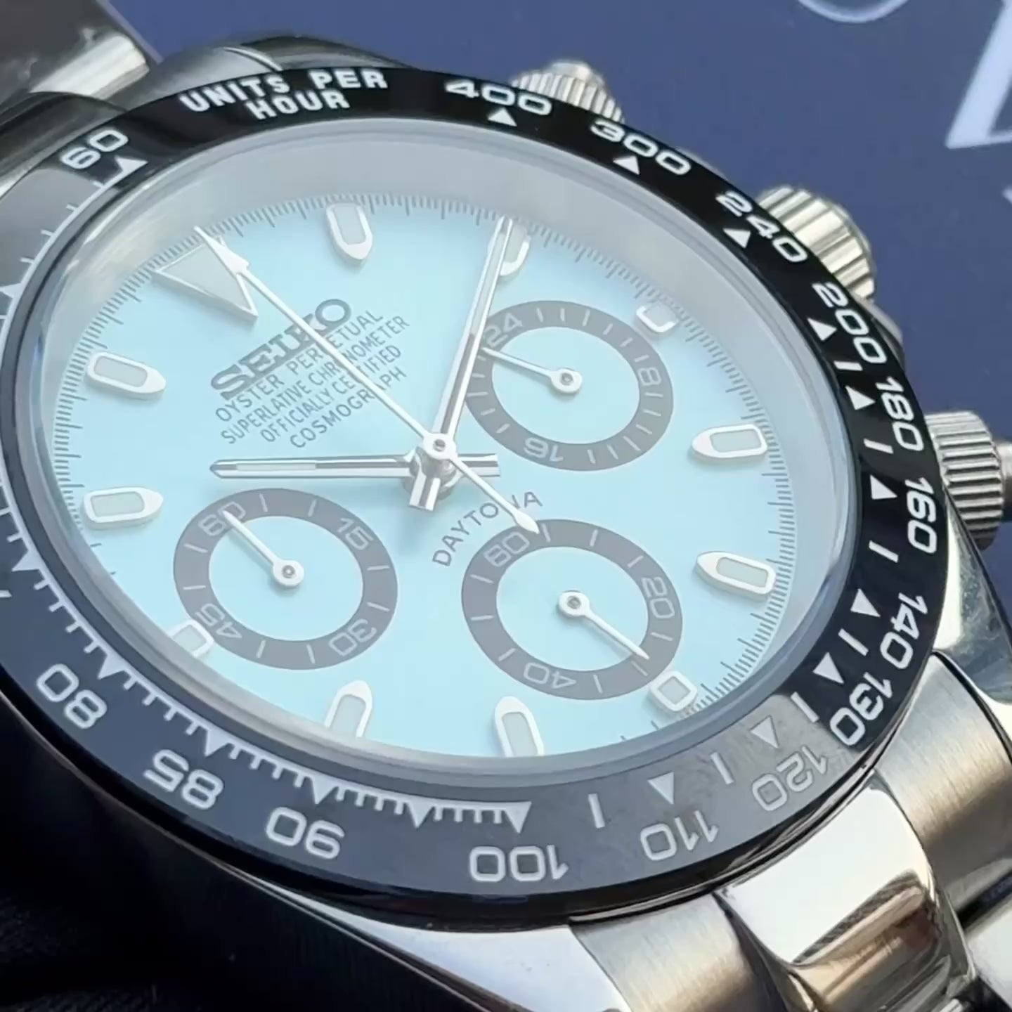 Seiko Mod Daytona - Ice Blue/Black – Luvaine Watch